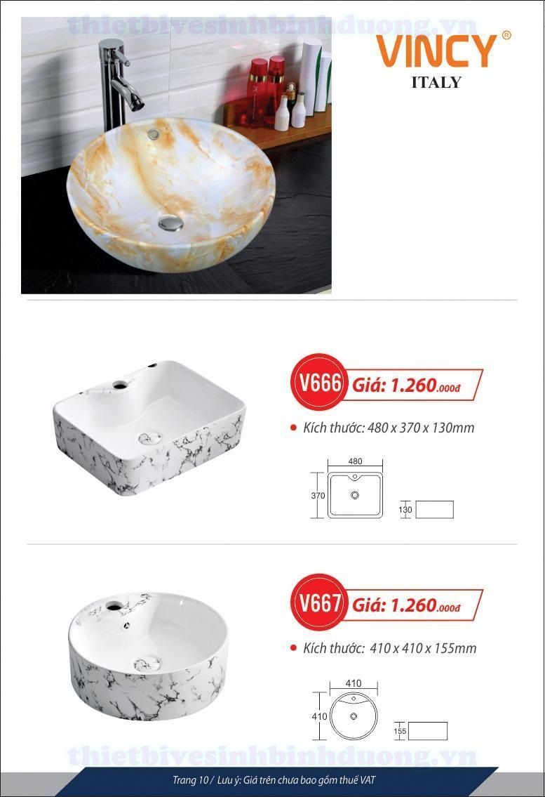 Lavabo cao cấp Vincy V666